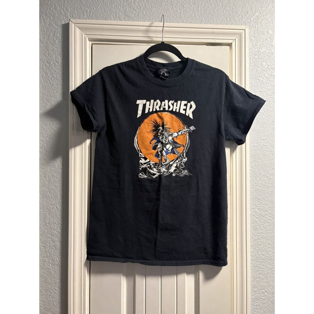 Thrasher T-Shirt Mens Small Black Pushead Skate Graphic Short Sleeve Tee